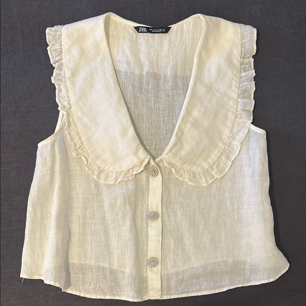 Zara Cream Blouse Elegant Top
